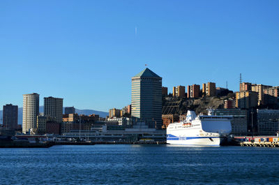 Cityscape against clear sky