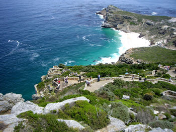 High angle view of people on beach