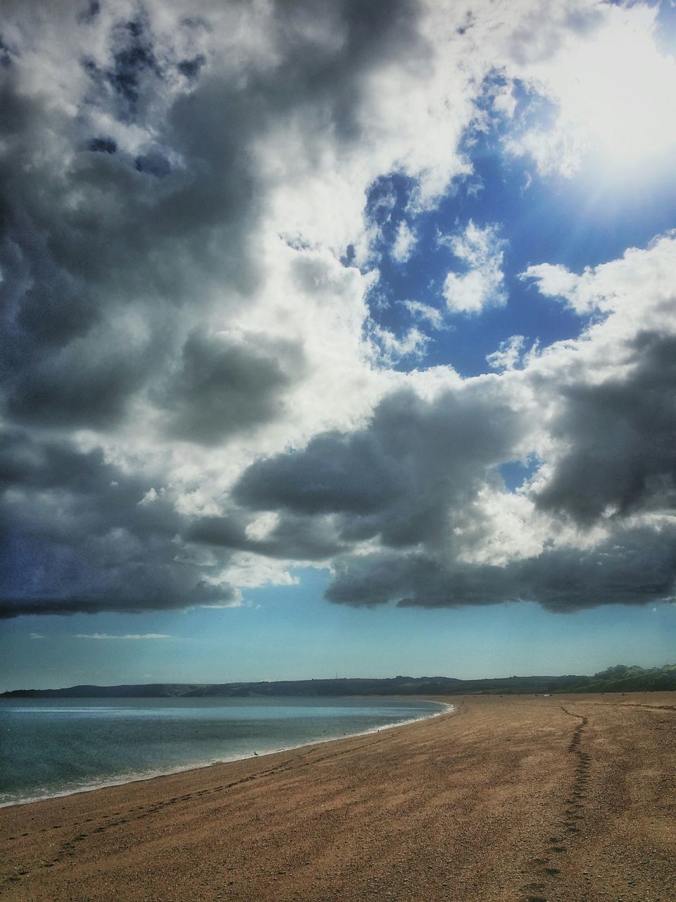 sea, sky, beach, horizon over water, water, cloud - sky, tranquil scene, scenics, tranquility, cloudy, shore, beauty in nature, nature, cloud, sand, idyllic, coastline, weather, outdoors, overcast