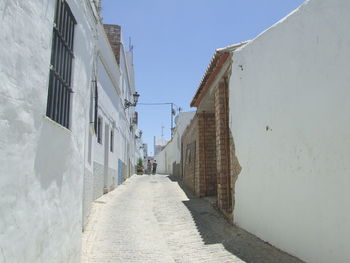 Narrow alley amidst buildings against sky