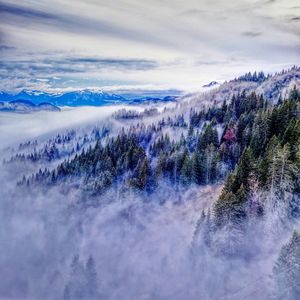 Scenic view of snow covered land against sky