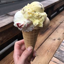 Hand holding ice cream cone