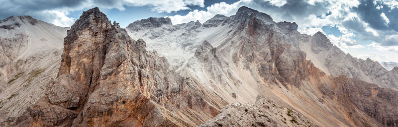 Panoramic view of rocky mountains against sky