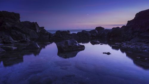Scenic view of sea against sky at sunset