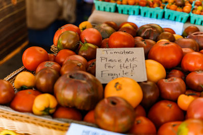 High angle view of food for sale at market