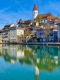 Reflection of buildings in water