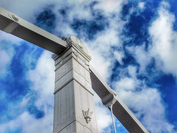 Low angle view of structure against cloudy sky