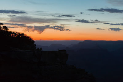 Silhouette mountains against sky during sunset