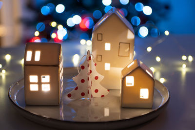 Close-up of illuminated christmas lights