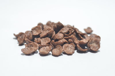 Close-up of chocolate on white background