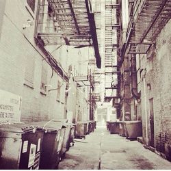 Narrow alley along buildings