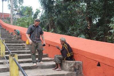 Man working on staircase