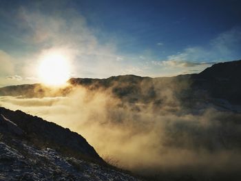 Scenic view of mountains against sky