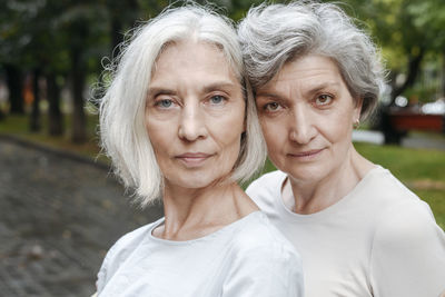 Confident mature women with grey hair