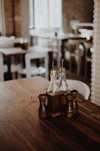 Close-up of drink in container on table