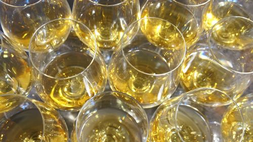 Full frame shot of wine glasses