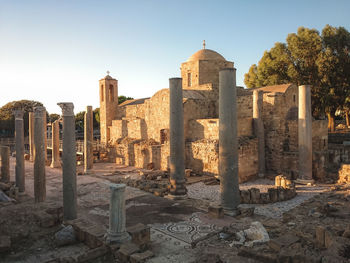 View of cemetery against clear sky