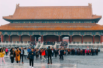 Crowd in front of temple