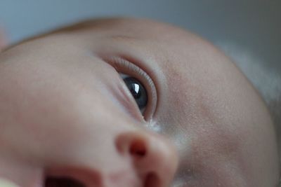 Close-up of newborn baby at home