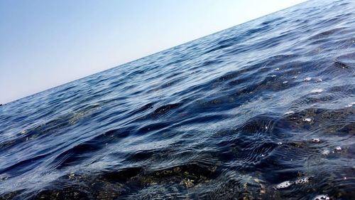 Close-up of sea against clear sky