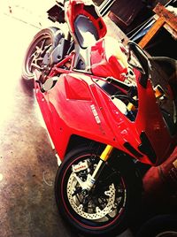 High angle view of toy car on street