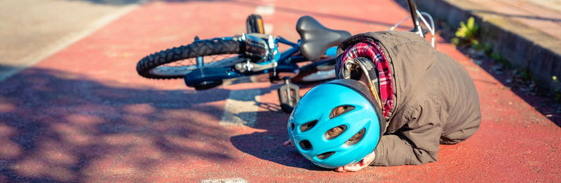 Close-up of motorcycle on road