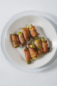 High angle view of food in plate