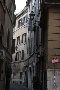 Low angle view of narrow street