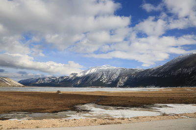 Scenic view of mountains against sky