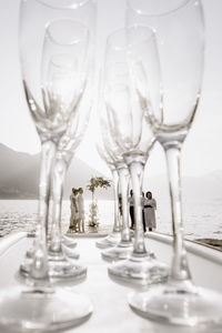 Close-up of wine in glass on table