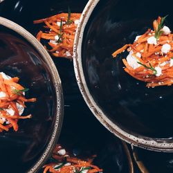 High angle view of sushi on table