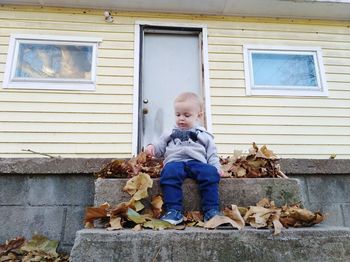 Full length of cute baby window