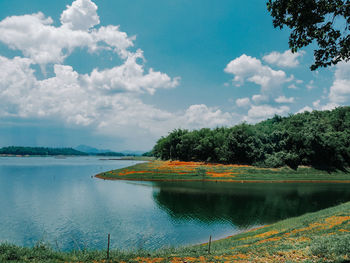 Scenic view of lake against sky
