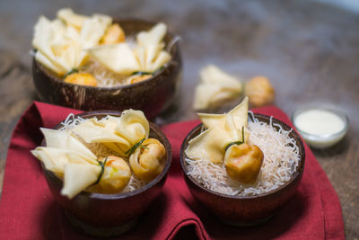 Close-up of food on table