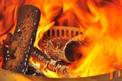 Close-up of burning fire pit