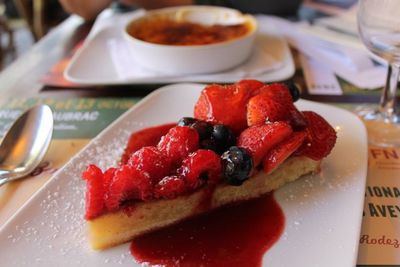 Close-up of served food in plate