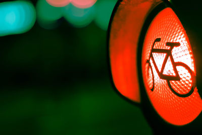Close-up of illuminated road signal