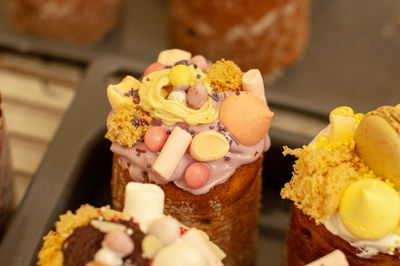 High angle view of ice cream for sale