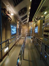 Interior of illuminated subway station