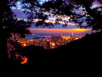 View of cityscape at sunset