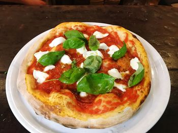 Close-up of pizza on table