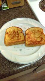 High angle view of bread in plate