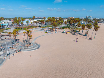 Aerial view of the shoreline in venice beach, ca