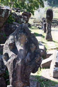 Close-up of statue at cemetery