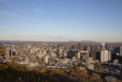 View of downtown montreal from mount royal chalet