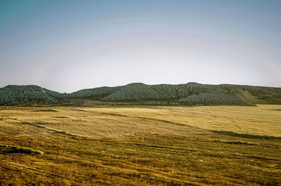 Scenic view of mountains against clear sky