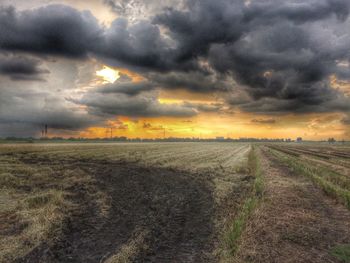 Dramatic sky over field