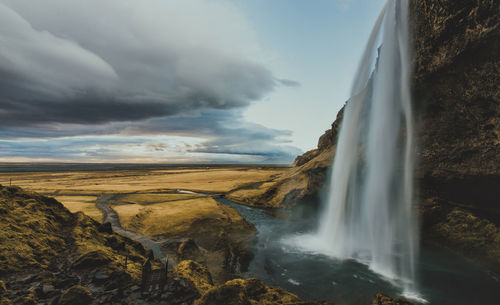 Scenic view of waterfall