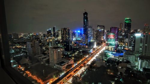 Illuminated city at night