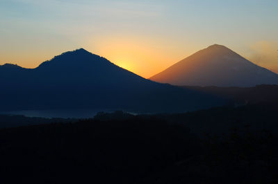 Silhouette of mountains against sky during sunset